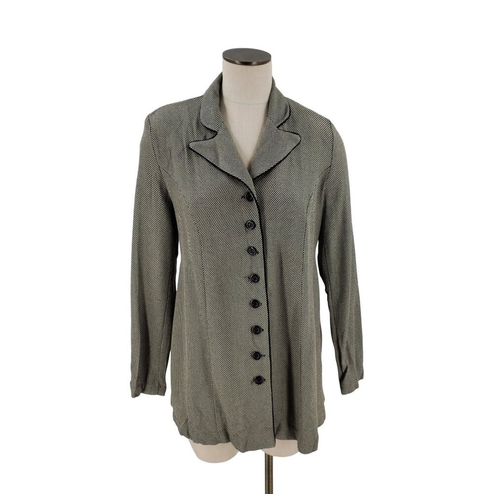Vintage Motherhood Blazer Jacket Long Button Front Tie Black Size Medium - Picture 2 of 10